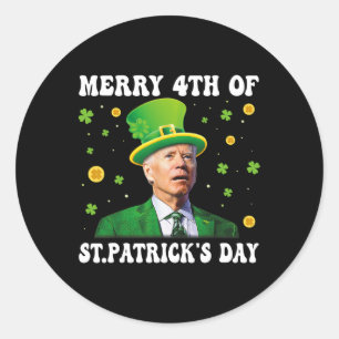 Prettig 4e St. Patricksdag Groovy Joe Biden Conf Ronde Sticker