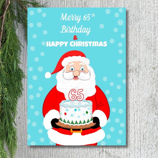 Prettig 65e verjaardags Kerstfeest Kerstman Kaart