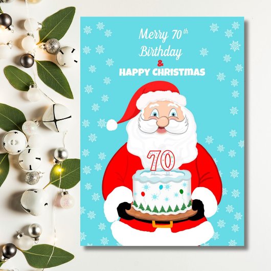 Prettig 70e verjaardags Kerstfeest Kerstman  Kaart