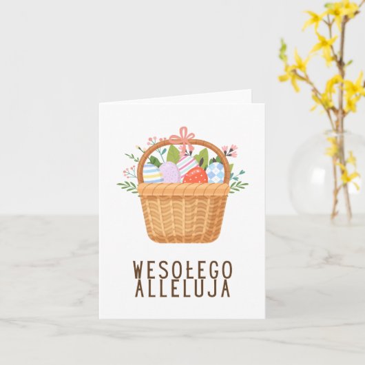 Prettig Alleluja, Pools Gelukkig Pasen  Kaart (Gele Bloem)