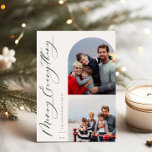 Prettig Alles 2 Foto Familie Feestdagenkaart<br><div class="desc">Prettig Alles,  boog en vierkant frame,  2 foto kerstkaart. Kenmerken: effen groene achtergrond.</div>