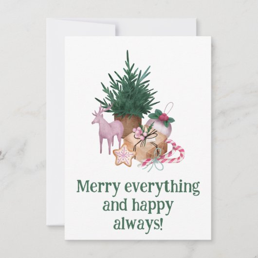 Prettig alles en gelukkig altijd groen eenvoudig feestdagenkaart (Voorkant)