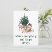 Prettig alles en gelukkig altijd groen eenvoudig feestdagenkaart (Staand voorkant)