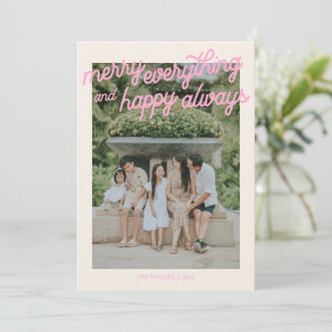 Prettig Alles Gelukkig Altijd Roze Familie Foto Feestdagenkaart