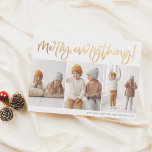 Prettig Alles Goud Script 3 Foto Kerstmis Feestdagenkaart<br><div class="desc">Verspreid kerstvreugde met deze vrolijke kerstkaart! "Prettig alles!" is handgeschreven in een leuk, modern schrift. De kalligrafie is in goud voor een extra feestelijk gevoel. Het goud is een gedrukt beeld, maar een echte gouden folie versie is beschikbaar in onze winkel. Onder de handlettering staan drie verticale foto's naast elkaar....</div>