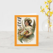 Prettig Angel Kerstgroetkaart Kaart (Gele Bloem)