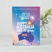 Prettig Australië Dag 26 januari Vuurwerk Festival Kaart (Staand voorkant)