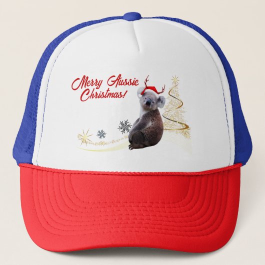 Prettig Australisch Kerst Koala met kerstmuts Trucker Pet (Voorkant)