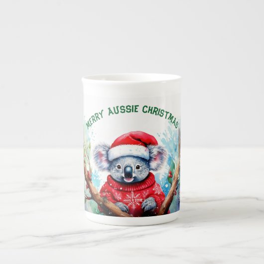 Prettig Australisch Kerst Koala Porselein Kop (Voorkant)