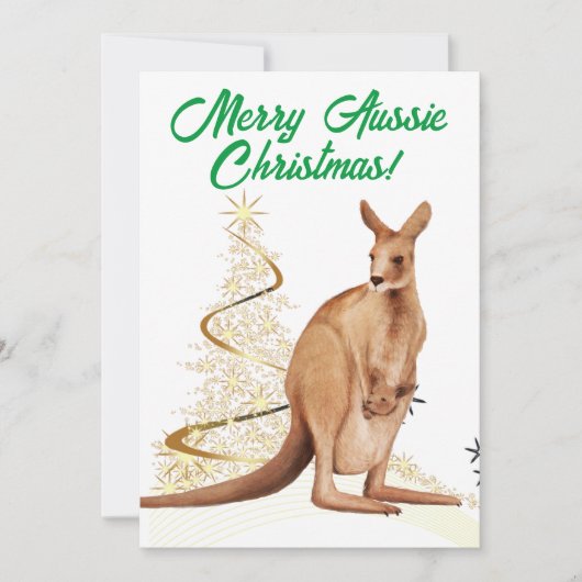 Prettig Australisch Kerstfeest Kangoeroe Feestdagenkaart (Voorkant)