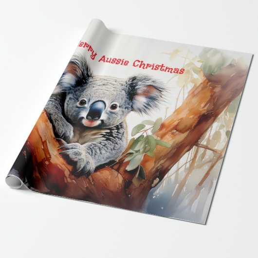 Prettig Australisch Kerstmis Koala Cadeaupapier (Uitgerold)