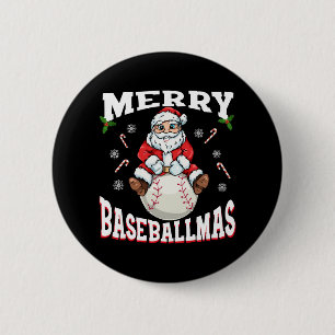 Prettig BaseballKerstmis Grappige Kerstmis Basebal Ronde Button 5,7 Cm