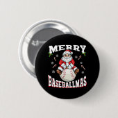 Prettig BaseballKerstmis Grappige Kerstmis Basebal Ronde Button 5,7 Cm (Voorkant /achterkant)
