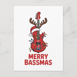 Prettig Bassfeest Basgitaar Typografie Kerstman Ho Feestdagenkaart