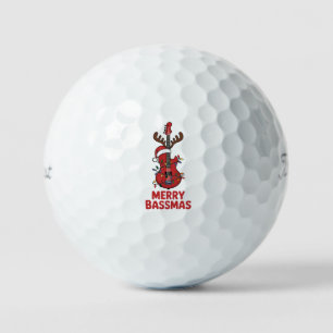 Prettig Bassmas Basgitaar Typografie Kerstman Hoed Golfballen