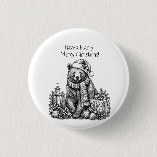 Prettig berig Kerstfeest Ronde Button 3,2 Cm (Voorkant)