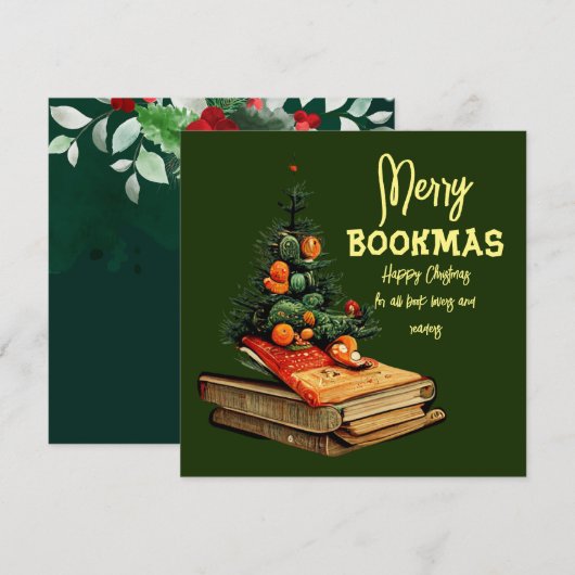 Prettig Boekenkerstfeest - Kerstboekenboom Feestdagenkaart (Voorkant / Achterkant)