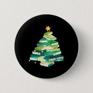 Prettig Boekmas Boeken Dennenboom Leuke Boekenlief Ronde Button 5,7 Cm