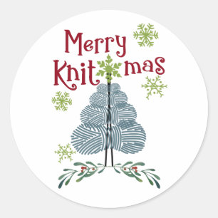 Prettig Breidkerstmis Garentjes Kerstboom Breien V Ronde Sticker