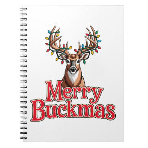 Prettig Buckmas Herten Kop Jacht Vakantie Kerstmis Notitieboek