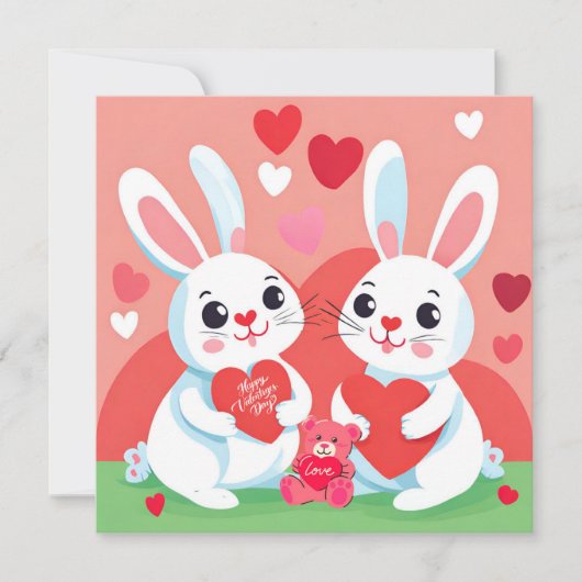 Prettig Bunny Valentijnsdag Familie Feestdagenkaart (Voorkant)