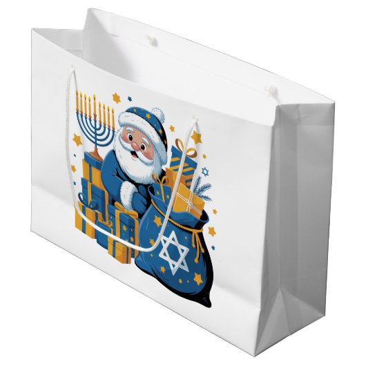 Prettig Chanoeka Kerstman Groot Cadeauzakje (Voorkant Gekanteld)