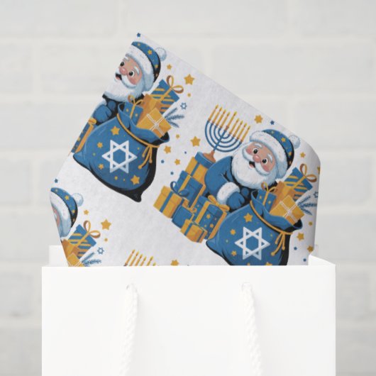 Prettig Chanoeka Kerstman Tissuepapier (Cadeauzakje)