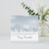Prettig Chanoeka Sneeuwlandschap Natuur Mooie Jood Feestdagenkaart (Staand voorkant)