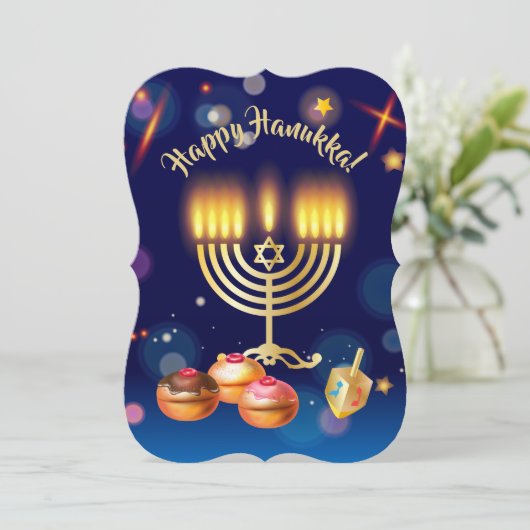 Prettig Chanukka Feest der Lichten Kaart (Staand voorkant)