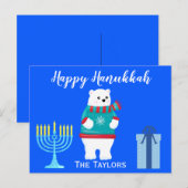 Prettig Chanukka Ijsbeer Groeten Feestdagenkaart (Voorkant / Achterkant)