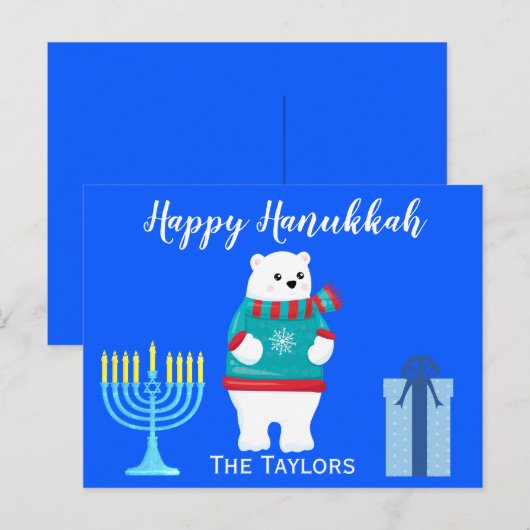 Prettig Chanukka Ijsbeer Groeten Feestdagenkaart (Voorkant / Achterkant)