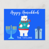 Prettig Chanukka Ijsbeer Groeten Feestdagenkaart (Voorkant)