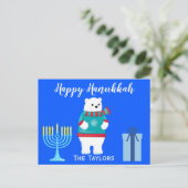 Prettig Chanukka Ijsbeer Wensen Feestdagenkaart (Staand voorkant)