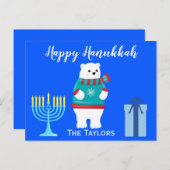 Prettig Chanukka Ijsbeer Wensen Feestdagenkaart (Voorkant / Achterkant)