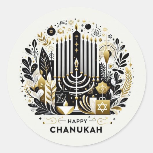 Prettig Chanukka Ronde Sticker (Voorkant)