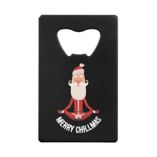 Prettig Chillmas Mediterende Zen Kerstman Vakantie Creditkaart Flessenopener