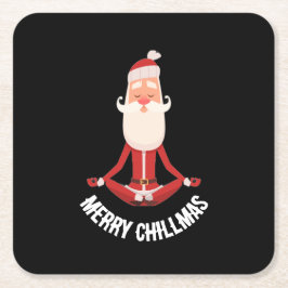 Prettig Chillmas Mediterende Zen Kerstman Vakantie Kartonnen Onderzetters