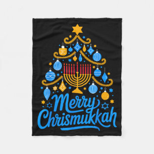 Prettig Chrismukkah Feest Hanukkah Familie Match Fleece Deken