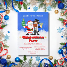 Prettig Chrismukkah-feest van Kerstman en Rabbijn