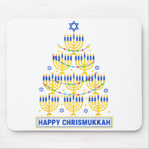 Prettig Chrismukkah Hanukkah Licht Boom Joods Fees Muismat