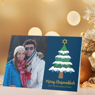 Prettig Chrismukkah Joods familie Kerst foto Feestdagen Kaart