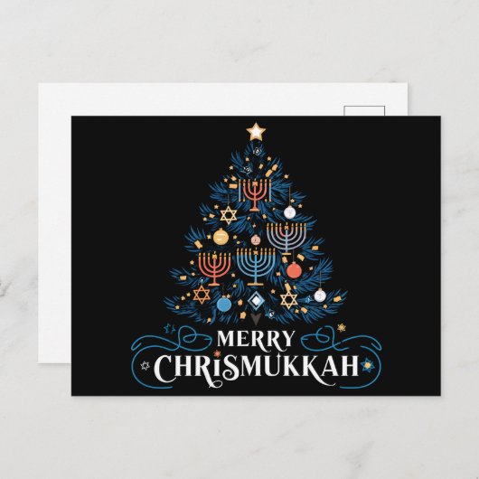 Prettig Chrismukkah Joods feest Hanukkah Feestdagenkaart (Voorkant / Achterkant)