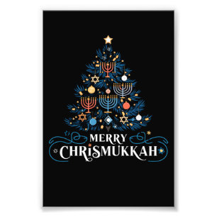 Prettig Chrismukkah Joods feest Hanukkah Foto Afdruk