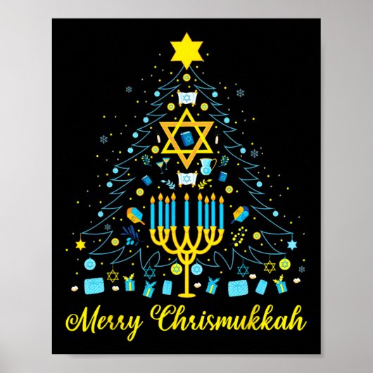 Prettig Chrismukkah Menorah Kerstboom Chanukah Poster (Voorkant)