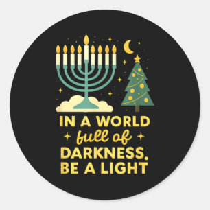 Prettig Chrismukkah Zalig Kerstfeest Prettig Chanu Ronde Sticker