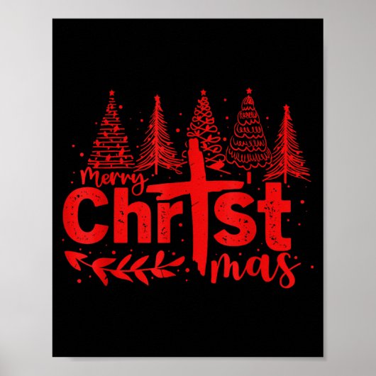 Prettig Christ Kerstdag Christelijk Kerstmis Jezus Poster (Voorkant)
