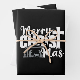 Prettig Christ Mas Christelijk Kerstmis Jezus Fami Inpakpapier Vel