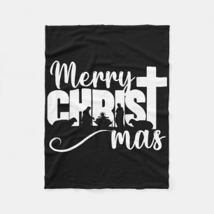 Prettig Christ Mas Christelijk Kerstmis Jezus Kers Fleece Deken