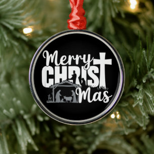 Prettig Christmas Christelijk Kerstmis Jezus Famil Metalen Ornament