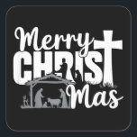 Prettig Christmas Christelijk Kerstmis Jezus Famil Vierkante Sticker<br><div class="desc">Prettig Christmas Christelijk Kerstmis Jezus Familie</div>
